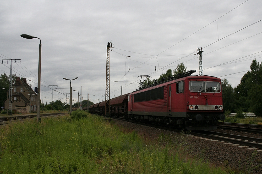 155 116 mit Gz in Richtung Leipzig-Schnefeld (Leipzig-Thekla, 06.07.2010)