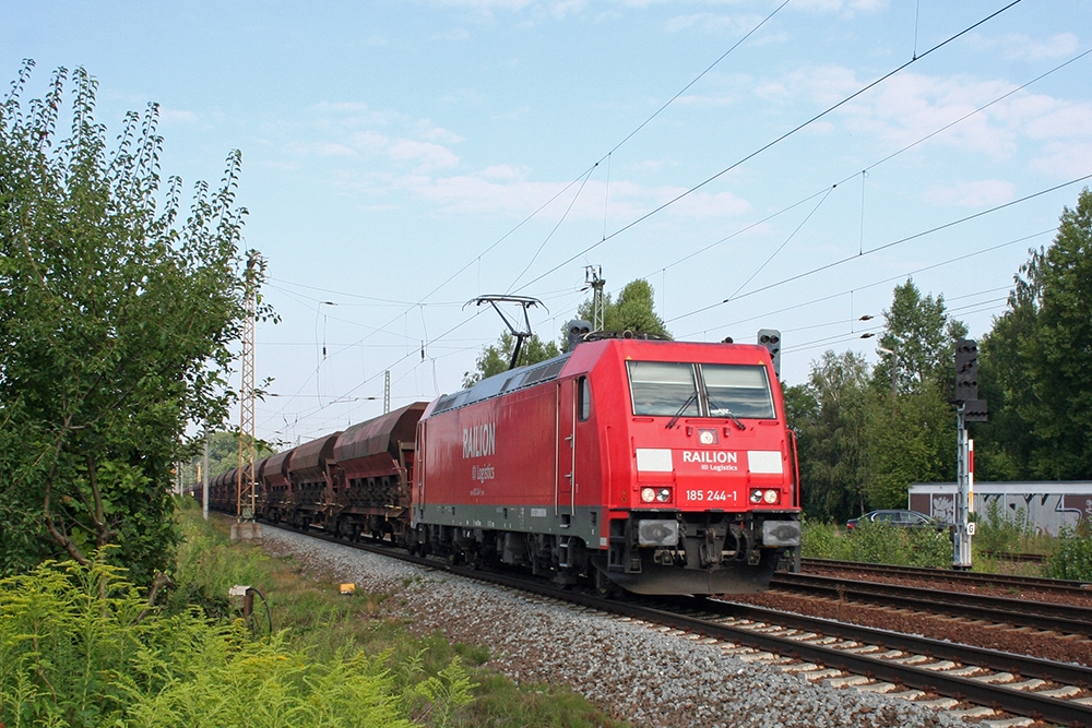 185 244 mit Gz in Richtung Leipzig-Schnefeld (Leipzig-Thekla, 10.08.2010)