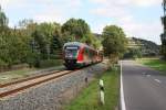 Sonderverkehr auf der Unstrutbahn zum Winzerfest 2011 in Freyburg/Unstrut: 642 066 mit einem weiteren 642er als RB 34874 (Naumburg/Saale Ost - Roleben) (Balgstdt, 10.09.2011)