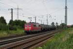 151 015 mit Kesselwagen in Richtung Naumburg/Saale (Grokorbetha, 28.07.2011)