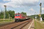 155 004 mit gemischten Gterzug in Richtung Naumburg/Saale (Leiling, 28.07.2011)