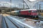 V75 018 (107 018) von Railsystems RP GmbH am Zugschluss des Sonderzuges „Burgenlandrundfahrt“ (Leipzig – Zeitz – Weienfels – Halle/Saale – Delitzsch –
