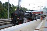 638.1301 der GEG mit „Austria-Jubilums-Express“ von Wien ber die Semmeringbahn, Leoben, Selzthal und die Gesusebahn nach Linz bei der Ankunft in Steyr (23.08.2012)