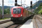 1116 070 einem russischen Schlafwagenzug von Nizza nach Moskau in Richtung Bruck/Mur (Leoben, 26.05.2013)