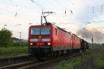143 002 mit einem Lokzug von Weimar nach Halle/Saale, dahinter MEG-604, 03 1010, 52 8154 + Zuggarnitur und infraLeuna 205 (Naumburg/Saale, 20.05.2012)