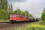 155 036 zusammen mit einer weiteren 155 auch in Richtung Grokorbetha (Schkortleben, 16.05.2012)
