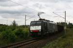 es-64-f4-br-189/154471/es-64-f4-288-vermietet-an-die ES 64 F4-288, vermietet an die ITL, mit einem Gterzug in Richtung Naumburg/Saale (Weienfels, 07.08.2011)