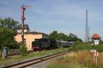 44 1486 der Eisenbahnfreunde Traditionsbahnbetriebswerk Stafurt e.V. mit dem Sonderzug  Salzlandexpress  von Aken nach Kthen (Kthen, 18.08.2012)